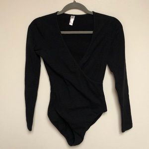Black V-neck bodysuit